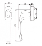 Window Handle with Cylinder, CMW30X-PB (2)