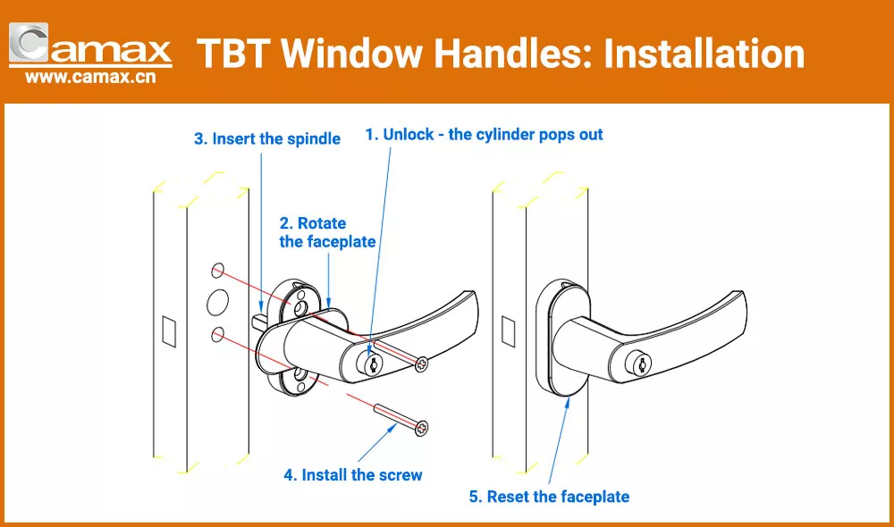 Installation of Camax TBT window handle