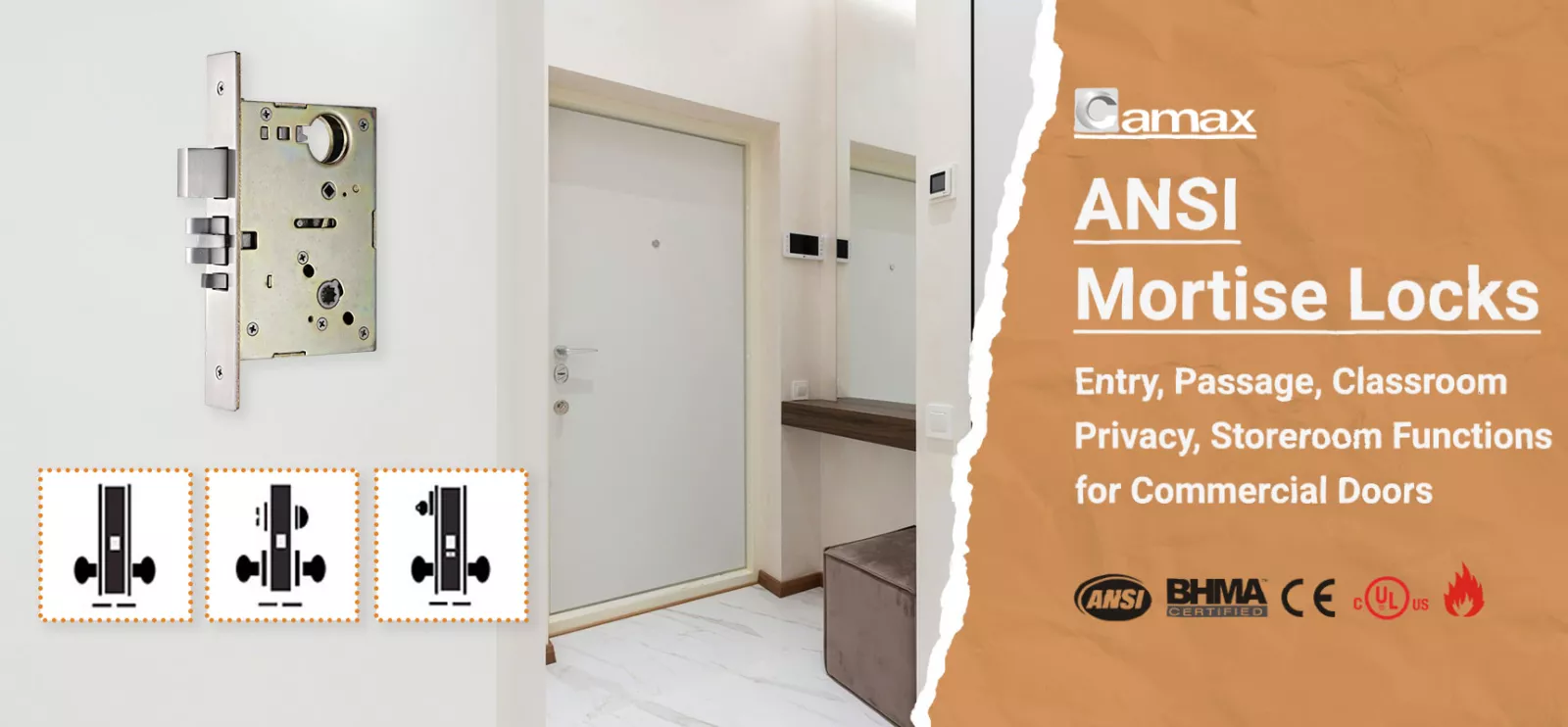choose the right ANSI mortise lock functions for commercial doors, Camax Hardware