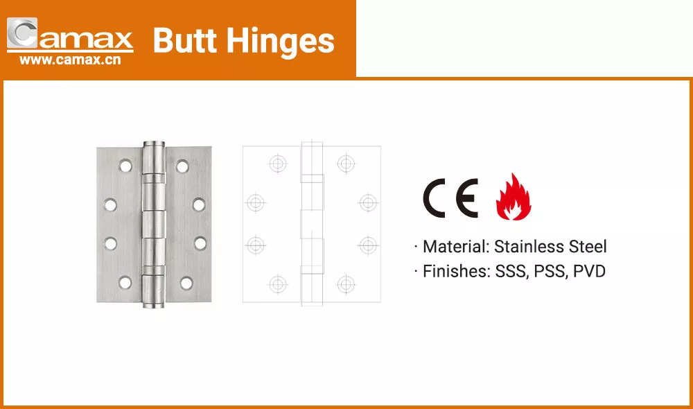 Camax's butt hinges certified to CE and fire rating