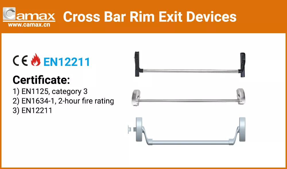 Camax Hardware offers CE certified cross bar rim exit devices