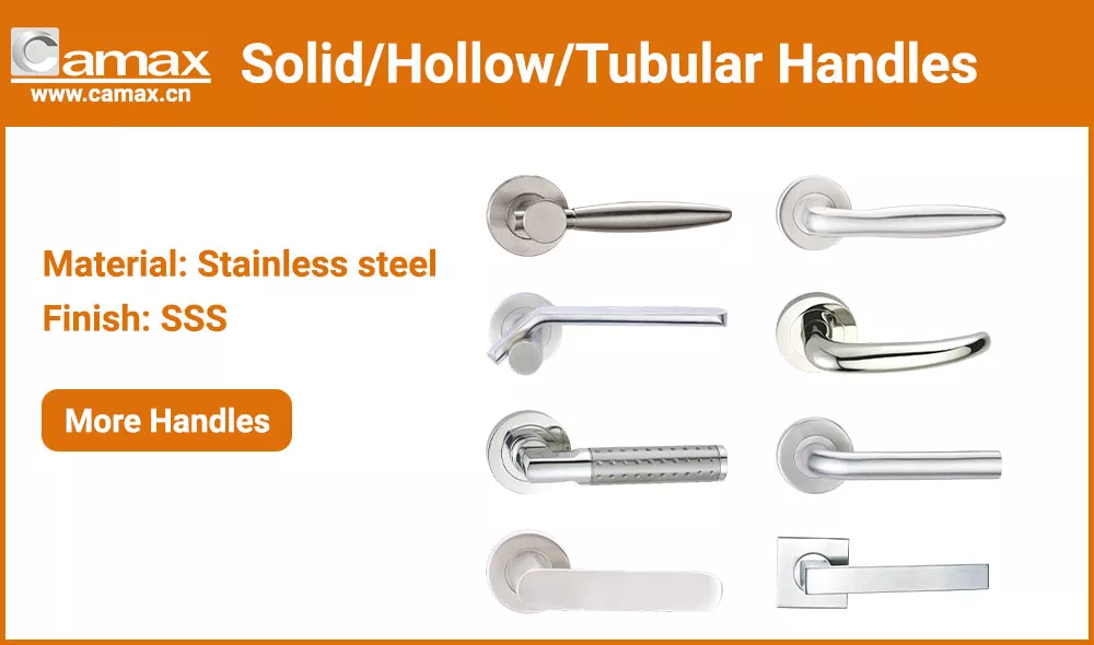 Camax's solid, welding hollow and tubular door handles in stainless steel 304