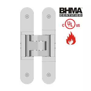 CHS340, Camax's 3D adjustable invisible hinge certified to ANSI, UL and fire rating