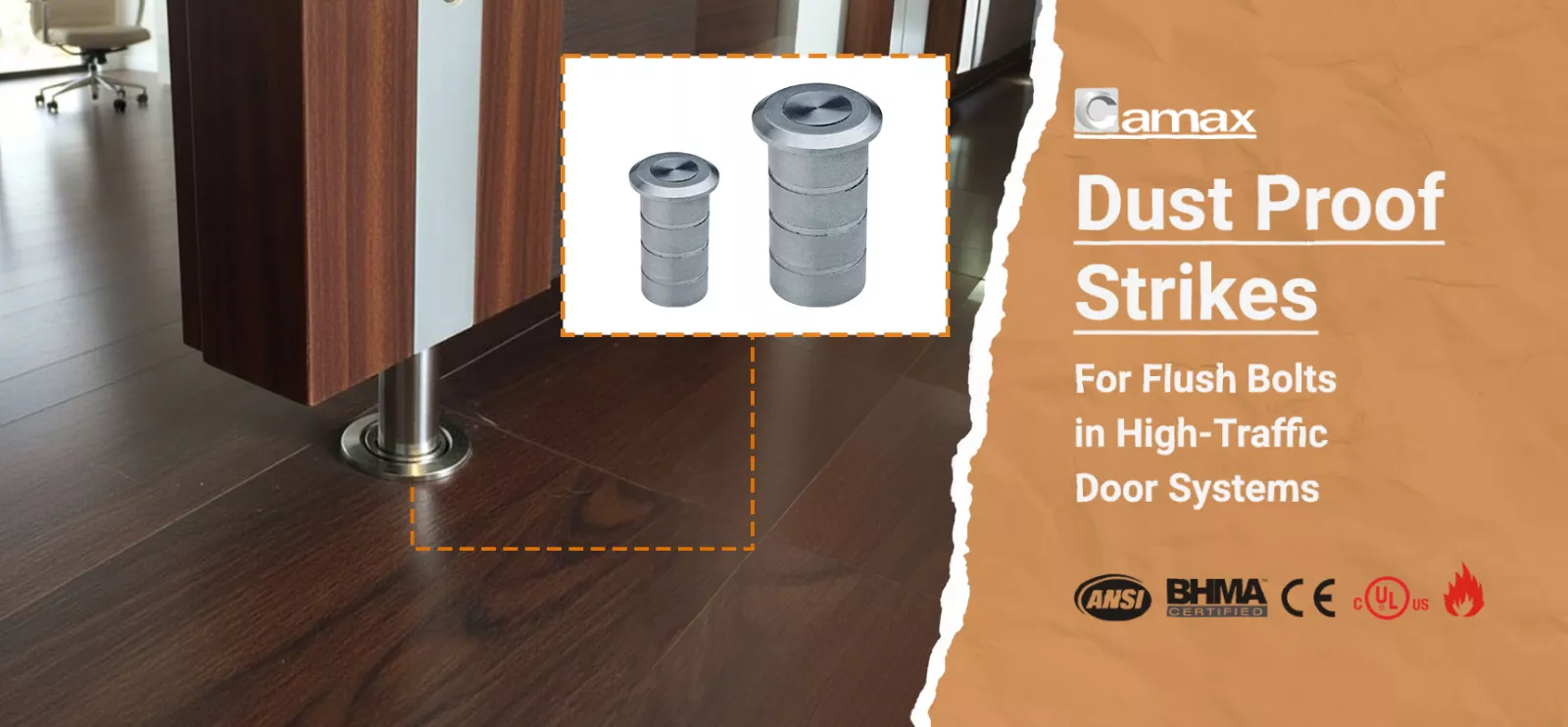 Dust proof strike for flush bolts from Camax Hardware