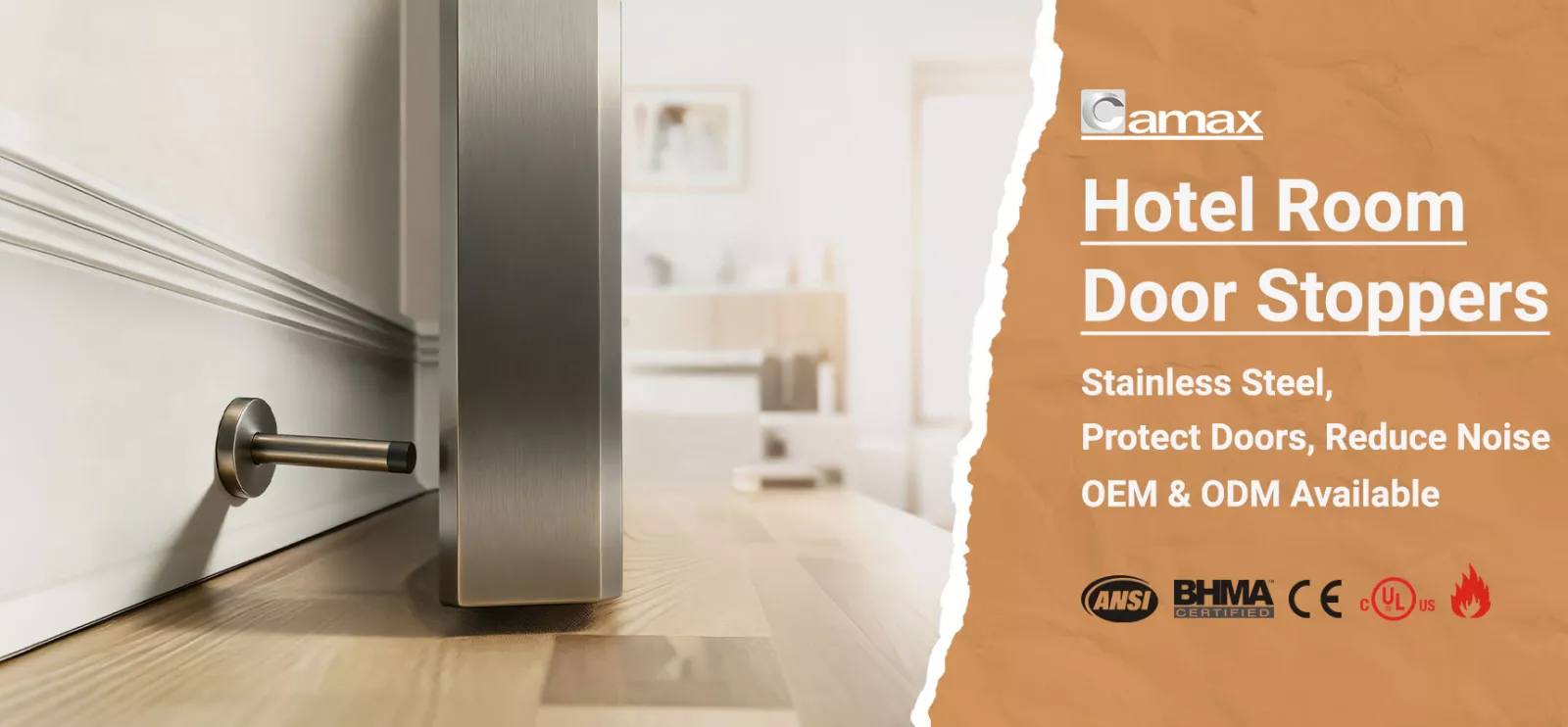 Camax Hardware manufactures stainless steel hotel door stoppers