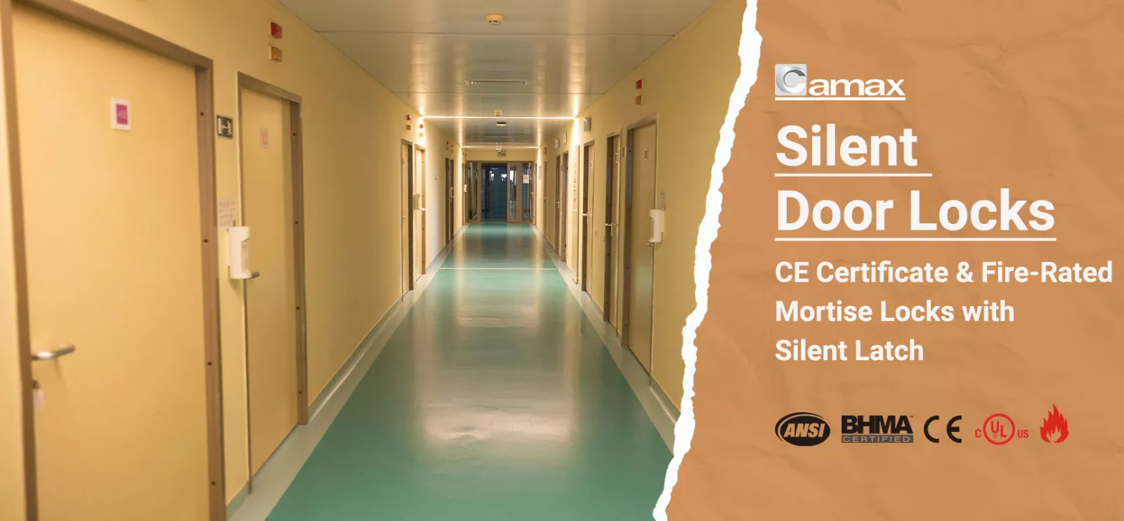 Camax Hardware manufactures silent door locks certified to CE and fire rating