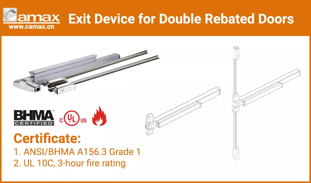 CMP450 Series, Camax's touch bar exit devices for double rebated doors