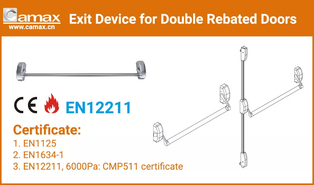 CMP500 Series, Camax's cross bar exit devices for double rebated doors