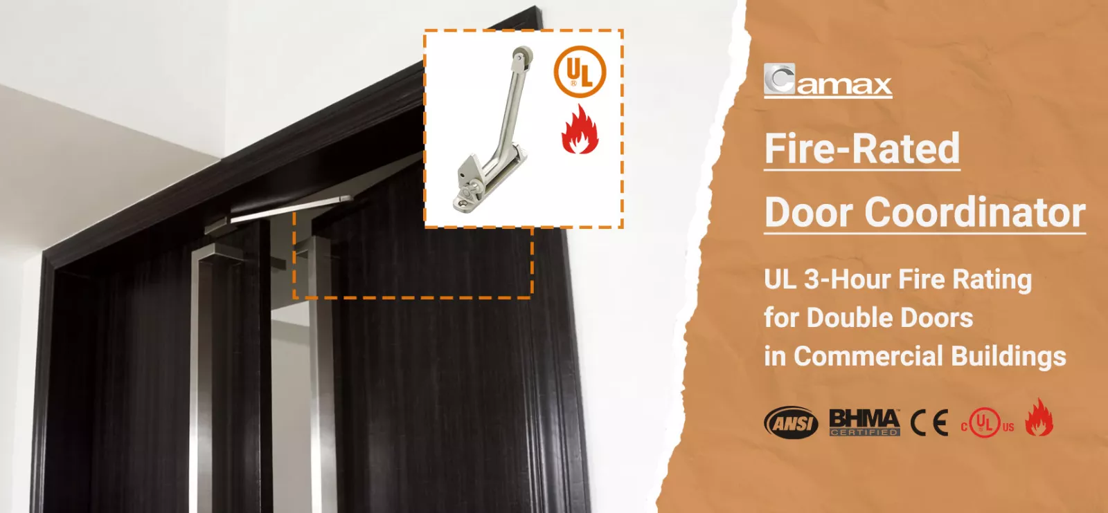 Camax's ANSI, BHMA and UL-certified door coordinators for double doors