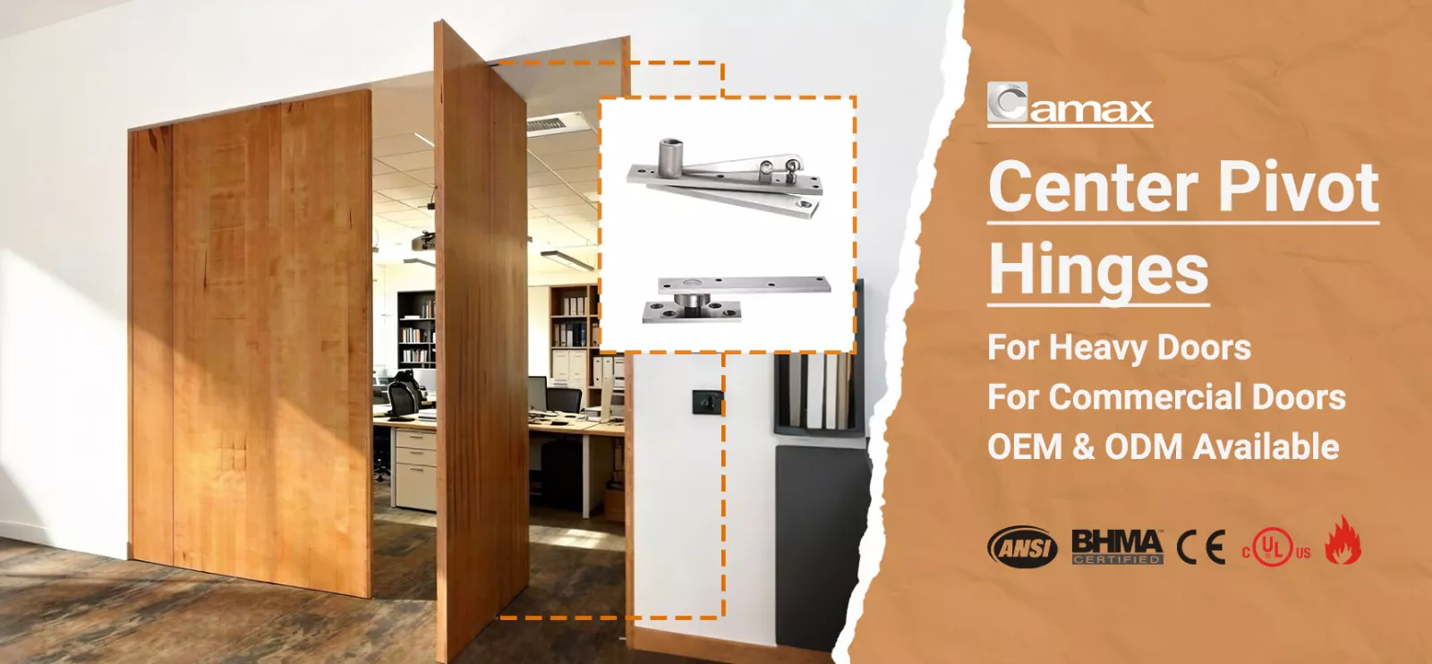 Camax Hardware manufactures center pivot hinges for heavy doors