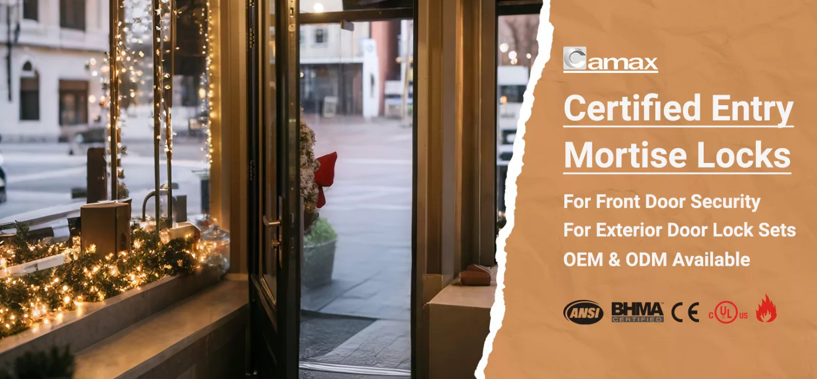 Camax manufactures ANSI and UL-certified entry mortise locks