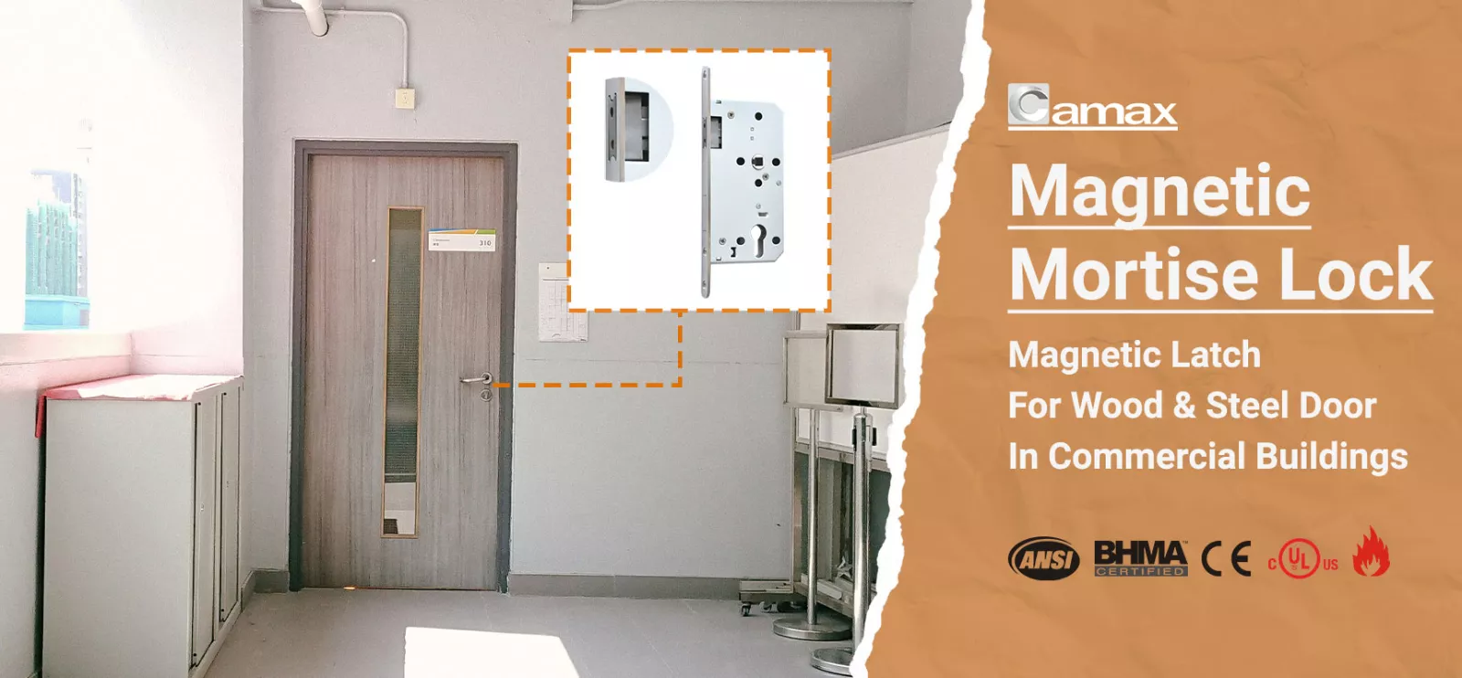 Camax manufactures European mortise locks with magnetic latch