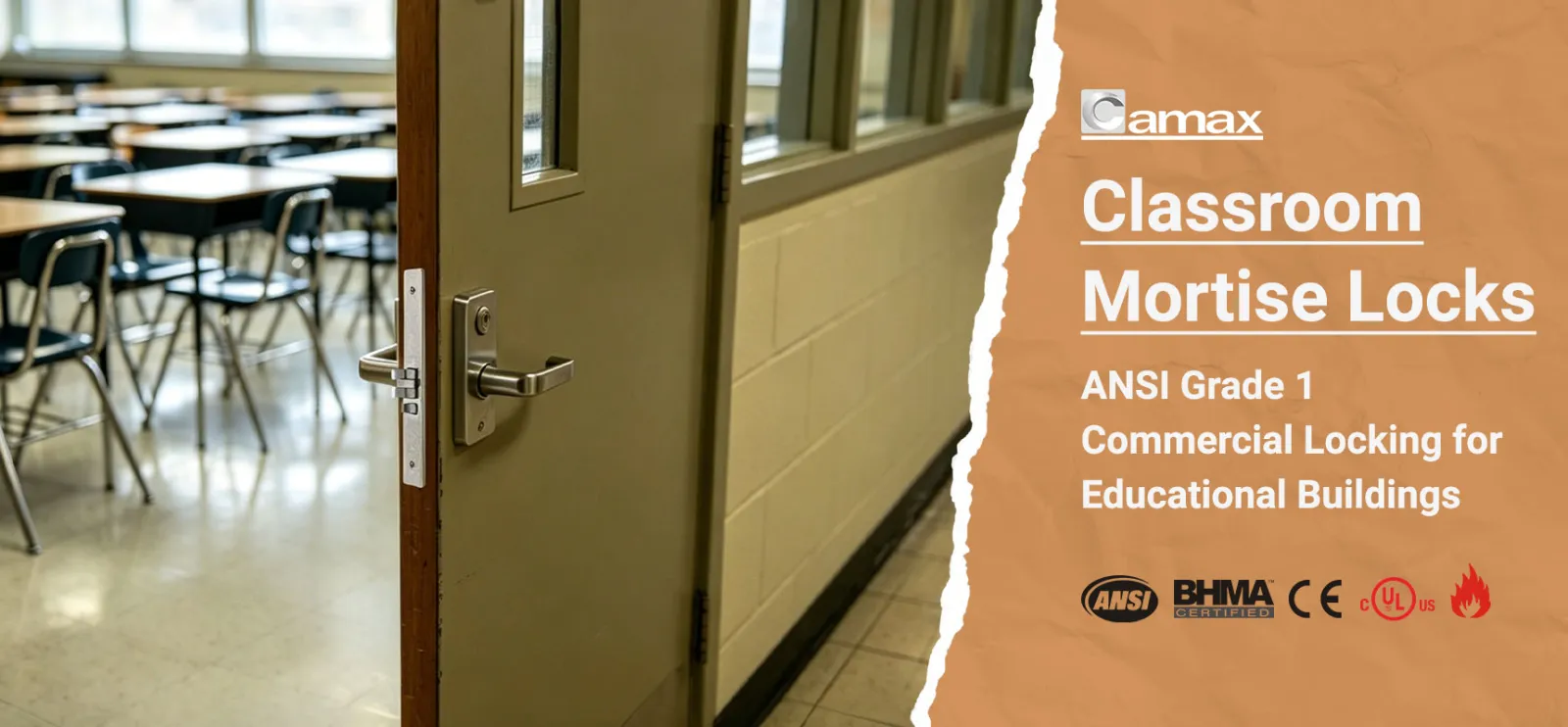 Camax Hardware manufactures ANSI Grade 1 classroom mortise locks for school doors