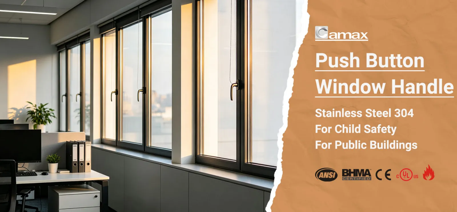 Camax manufactures push button window handles
