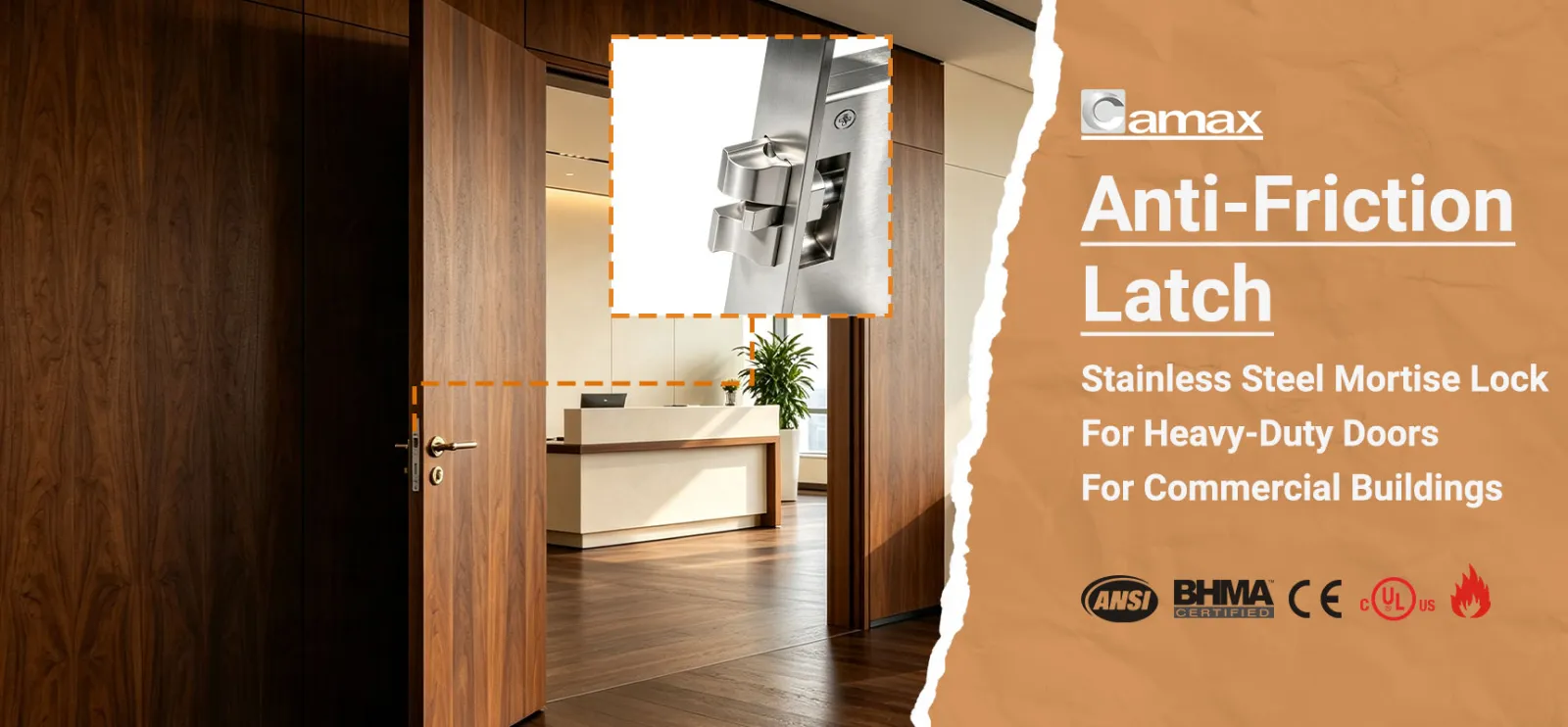 Camax Hardware manufactures stainless steel mortise locks with anti-friction latch